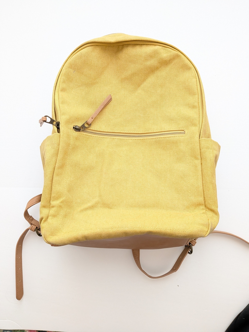 Universal Thread Yellow Canvas Backpack with Tan Accents